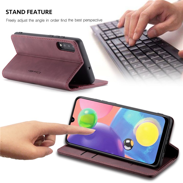 CASEME 013 Series Auto-absorbed Leather Wallet Cell Phone Case for Samsung Galaxy A70s - Wine Red-2