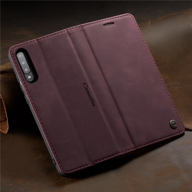 CASEME 013 Series Auto-absorbed Leather Wallet Cell Phone Case for Samsung Galaxy A70s - Wine Red-20