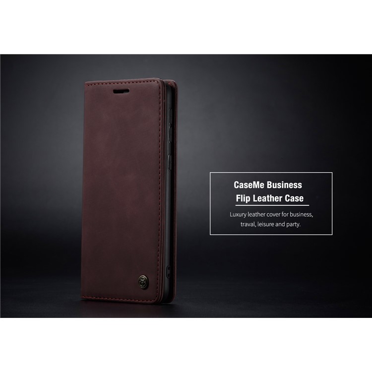 CASEME 013 Series Auto-absorbed Leather Wallet Cell Phone Case for Samsung Galaxy A70s - Wine Red-23