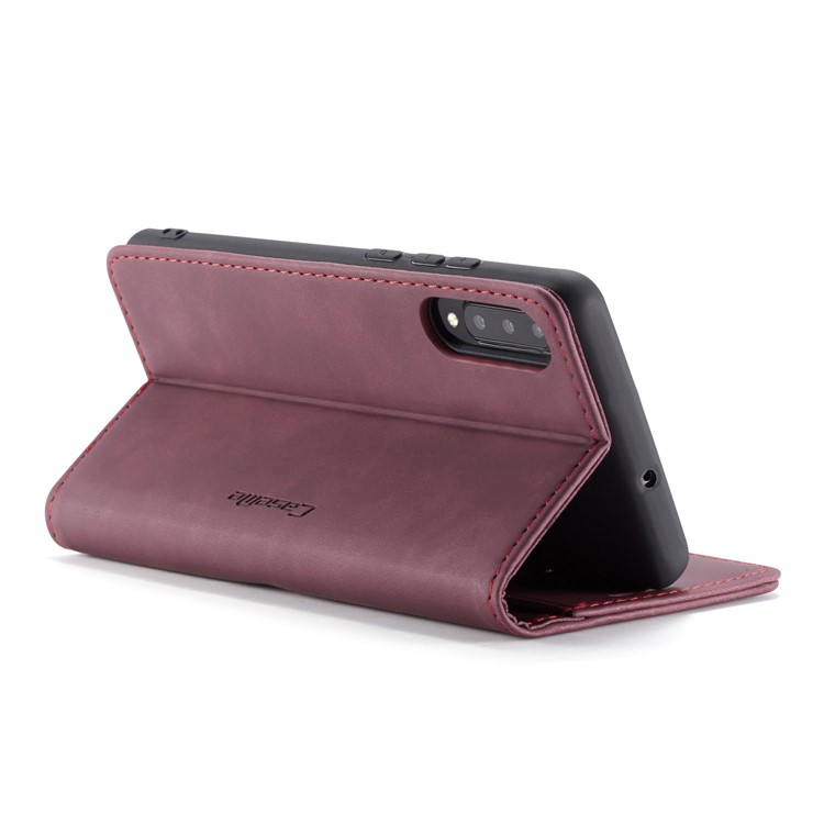 CASEME 013 Series Auto-absorbed Leather Wallet Cell Phone Case for Samsung Galaxy A70s - Wine Red-8