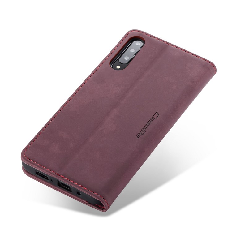 CASEME 013 Series Auto-absorbed Leather Wallet Cell Phone Case for Samsung Galaxy A70s - Wine Red-9