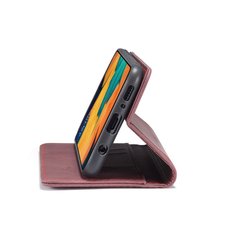 CASEME 013 Series Auto-absorbed Leather Wallet Protective Case for Samsung Galaxy M30/A40s - Wine Red-10