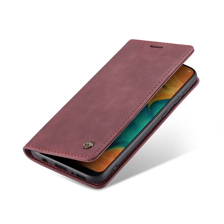CASEME 013 Series Auto-absorbed Leather Wallet Protective Case for Samsung Galaxy M30/A40s - Wine Red-11