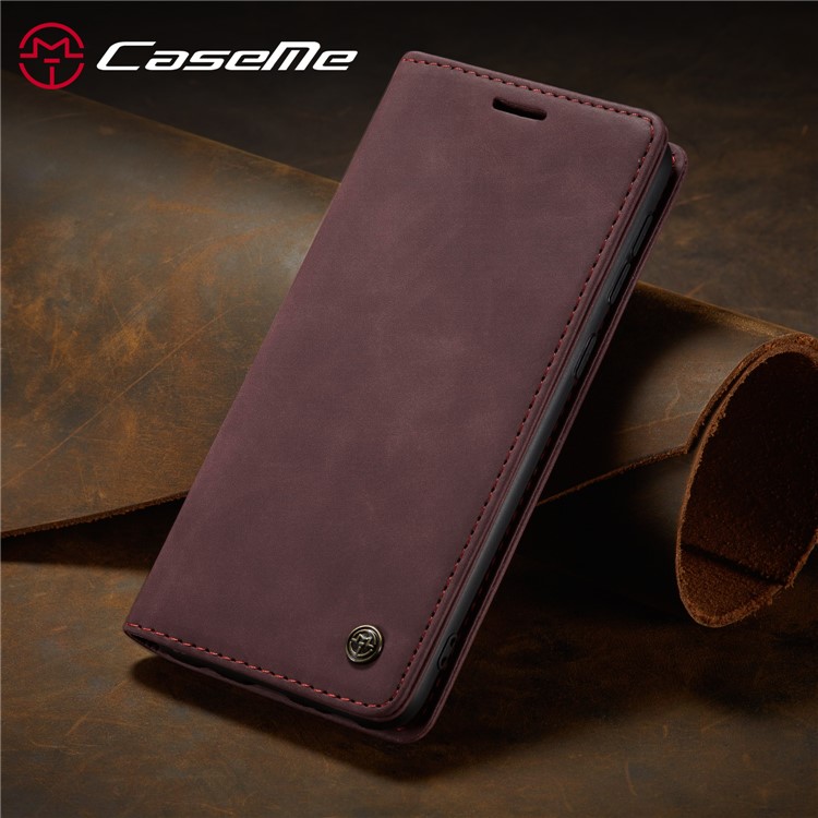 CASEME 013 Series Auto-absorbed Leather Wallet Protective Case for Samsung Galaxy M30/A40s - Wine Red-17