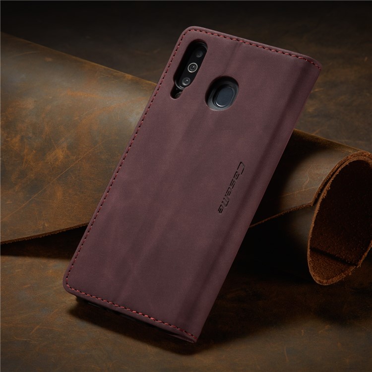 CASEME 013 Series Auto-absorbed Leather Wallet Protective Case for Samsung Galaxy M30/A40s - Wine Red-18