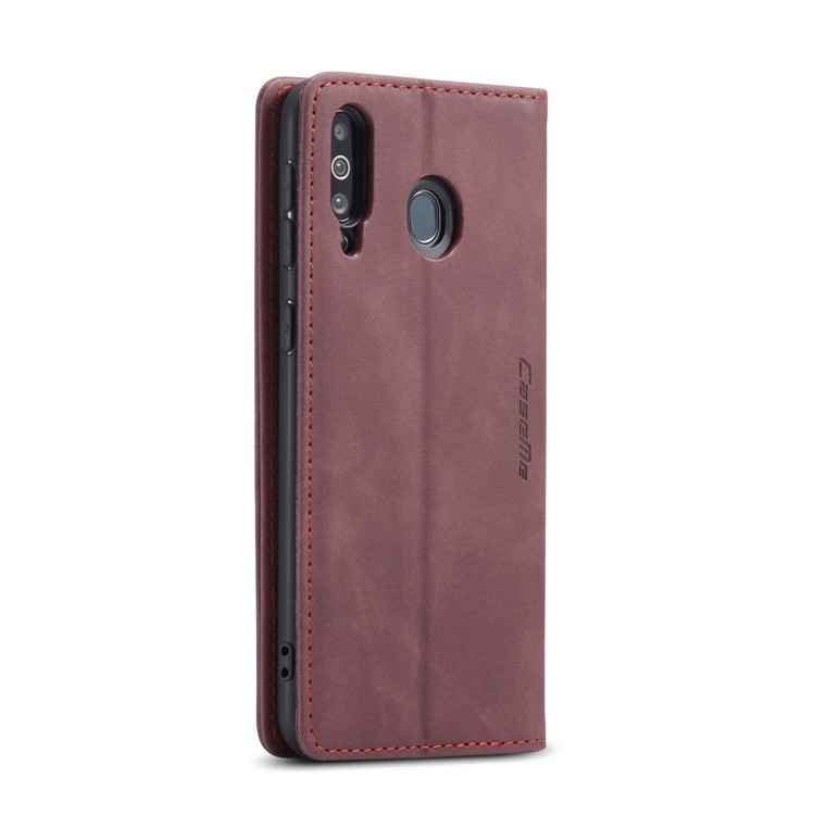 CASEME 013 Series Auto-absorbed Leather Wallet Protective Case for Samsung Galaxy M30/A40s - Wine Red-7