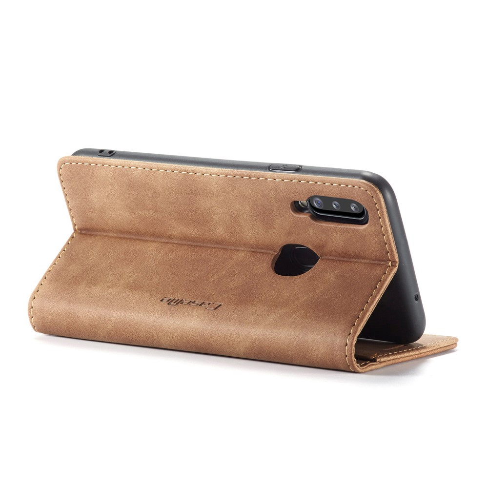 Caja De Cuero De Auto-absorción 013 CASEME Serie Con Soporte Para Samsung Galaxy A20S - Marrón-10