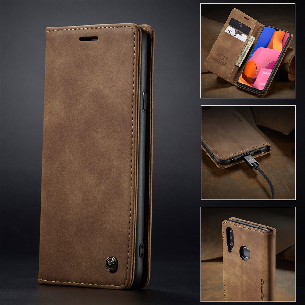 Caja De Cuero De Auto-absorción 013 CASEME Serie Con Soporte Para Samsung Galaxy A20S - Marrón-17