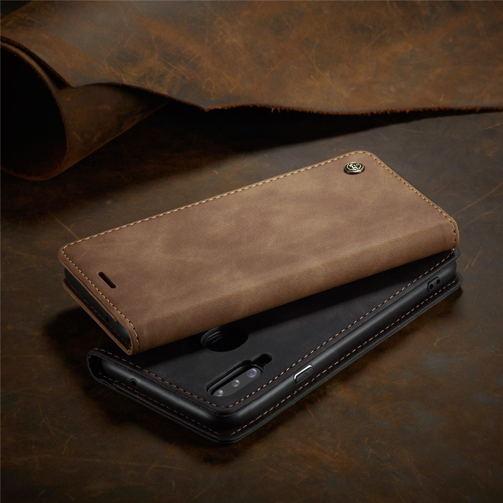 Caja De Cuero De Auto-absorción 013 CASEME Serie Con Soporte Para Samsung Galaxy A20S - Marrón-27