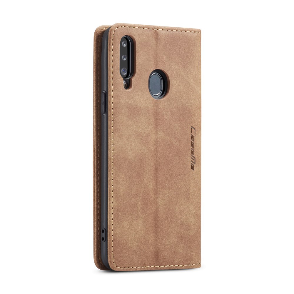 Serie Caseme 013 Case de Billetera de Cuero Absorbido Automáticamente Con Soporte Para Samsung Galaxy A20s - Marrón