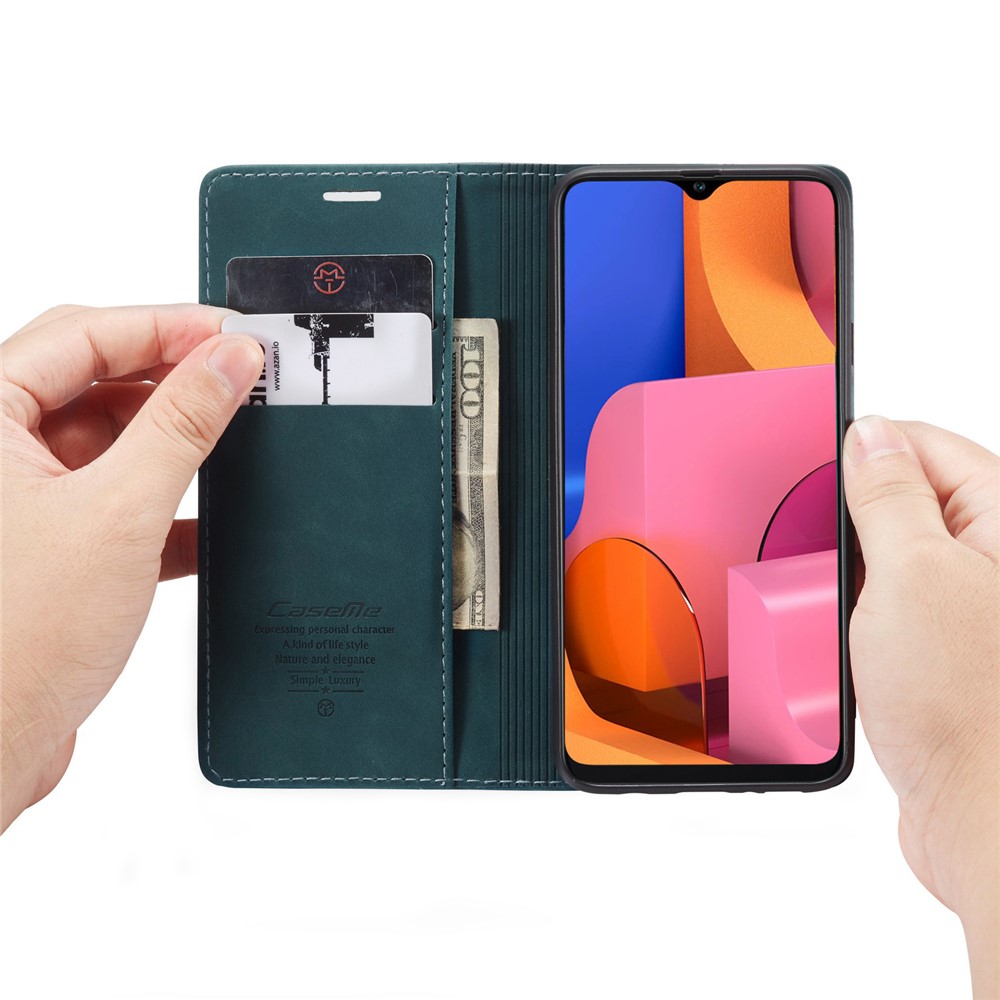 Caja De Cuero De Auto-absorción 013 CASEME Serie Con Soporte Para Samsung Galaxy A20S - Azul-13