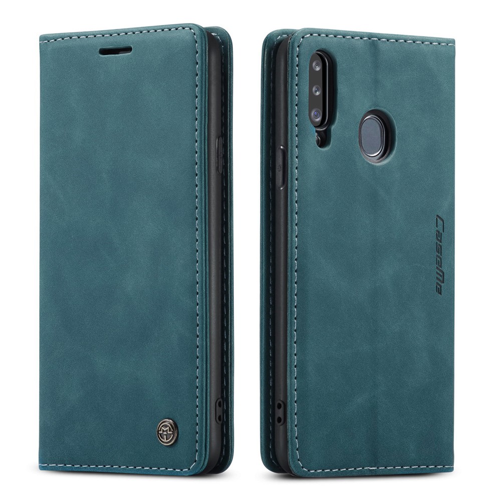 CASEME 013 Series Auto-absorbed Leather Wallet Case with Stand for Samsung Galaxy A20s - Blue-14