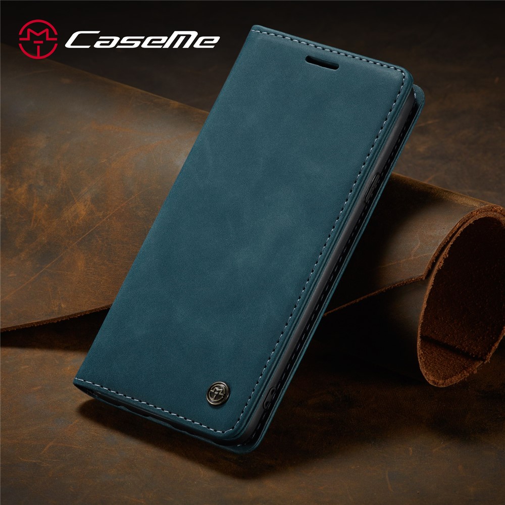 CASEME 013 Series Auto-absorbed Leather Wallet Case with Stand for Samsung Galaxy A20s - Blue-16