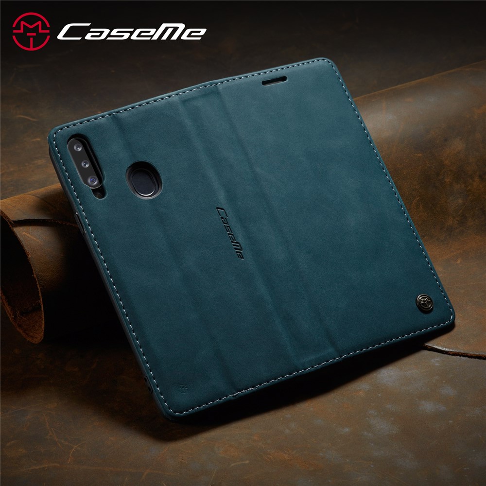 CASEME 013 Series Auto-absorbed Leather Wallet Case with Stand for Samsung Galaxy A20s - Blue-19