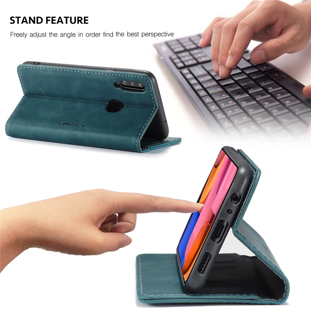 Caja De Cuero De Auto-absorción 013 CASEME Serie Con Soporte Para Samsung Galaxy A20S - Azul-2