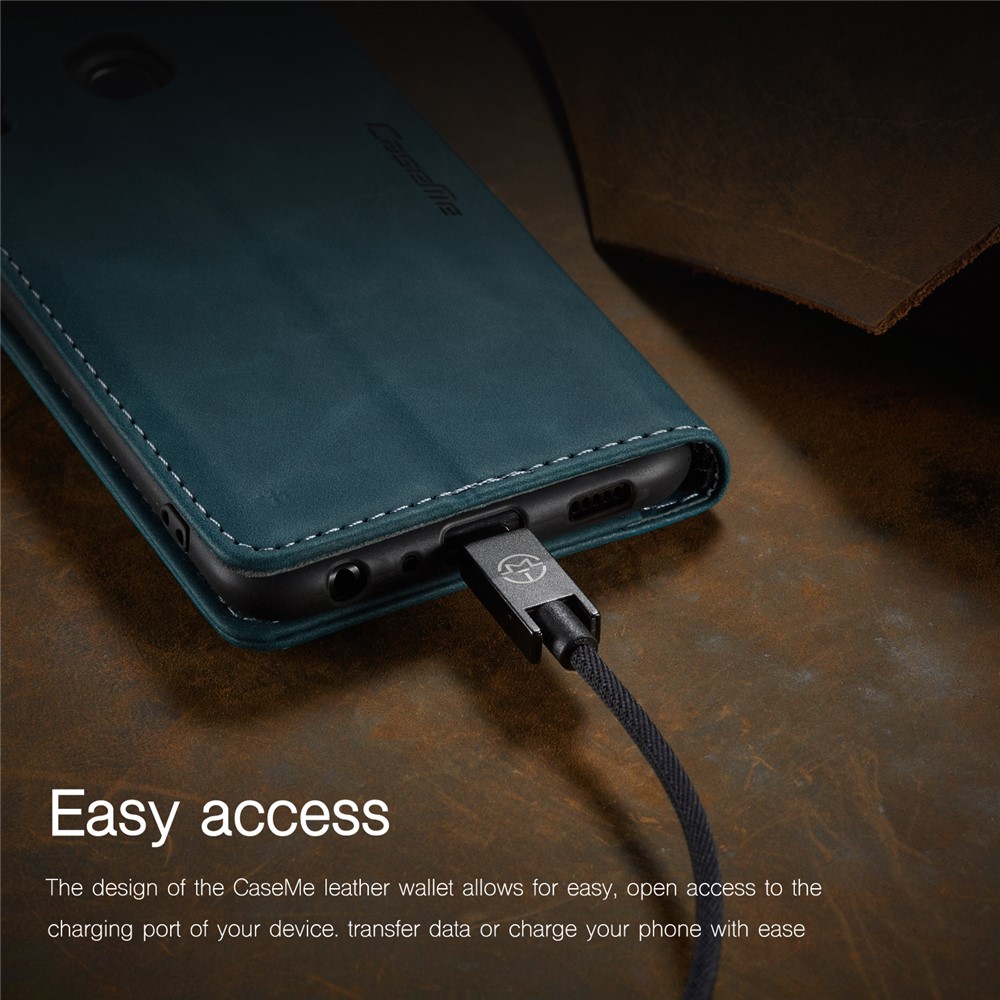 Caja De Cuero De Auto-absorción 013 CASEME Serie Con Soporte Para Samsung Galaxy A20S - Azul-21