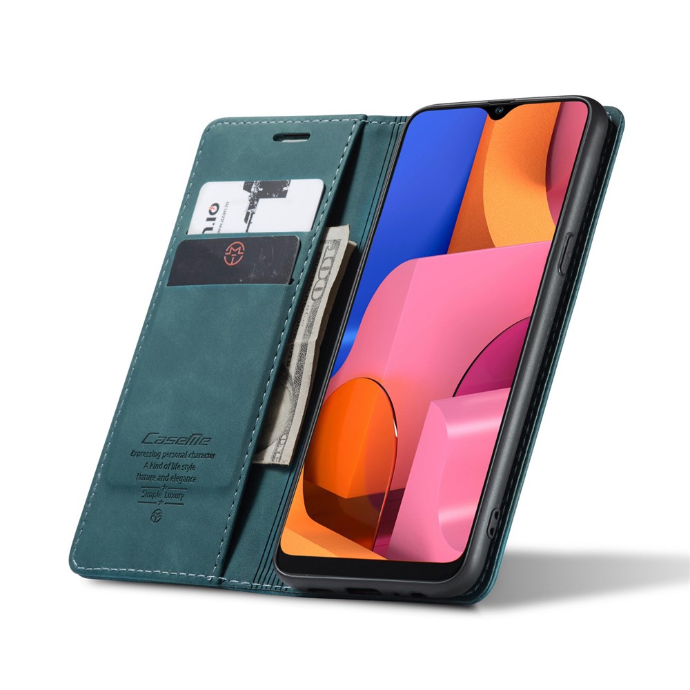 Caja De Cuero De Auto-absorción 013 CASEME Serie Con Soporte Para Samsung Galaxy A20S - Azul-8