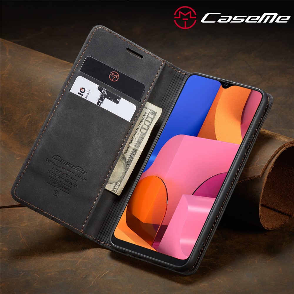 Caja De Cuero De Auto-absorción 013 CASEME Serie Con Soporte Para Samsung Galaxy A20S - Negro-18
