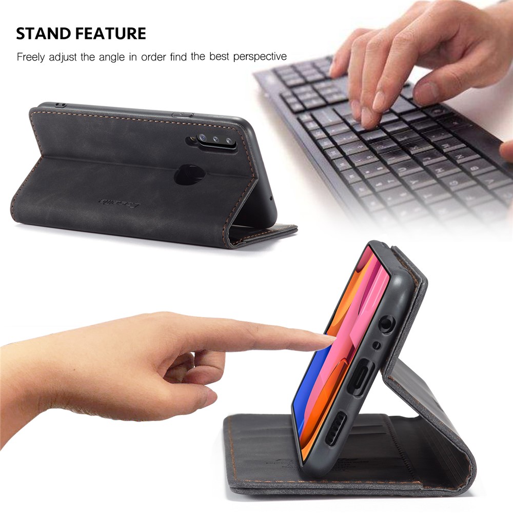 Caja De Cuero De Auto-absorción 013 CASEME Serie Con Soporte Para Samsung Galaxy A20S - Negro-2