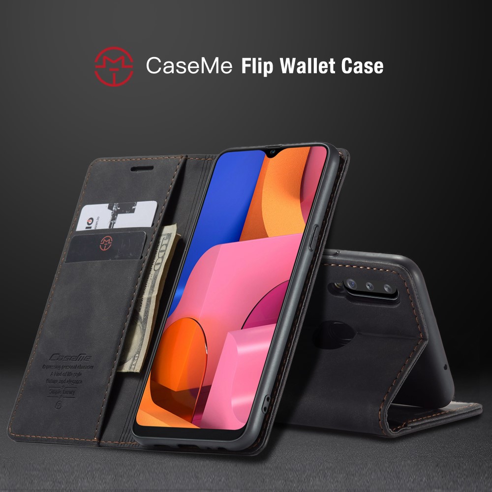 Caja De Cuero De Auto-absorción 013 CASEME Serie Con Soporte Para Samsung Galaxy A20S - Negro-23
