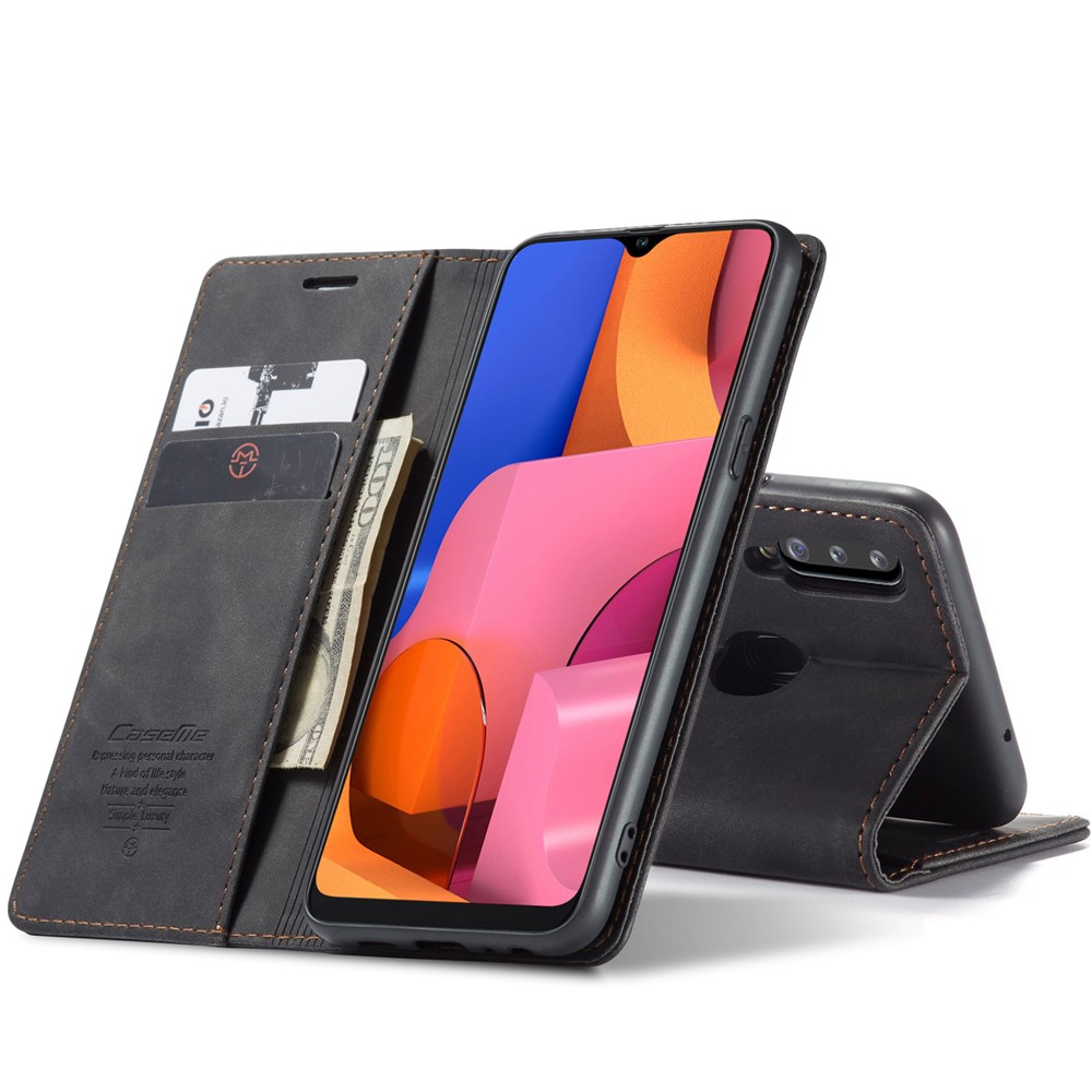 Caja De Cuero De Auto-absorción 013 CASEME Serie Con Soporte Para Samsung Galaxy A20S - Negro-9