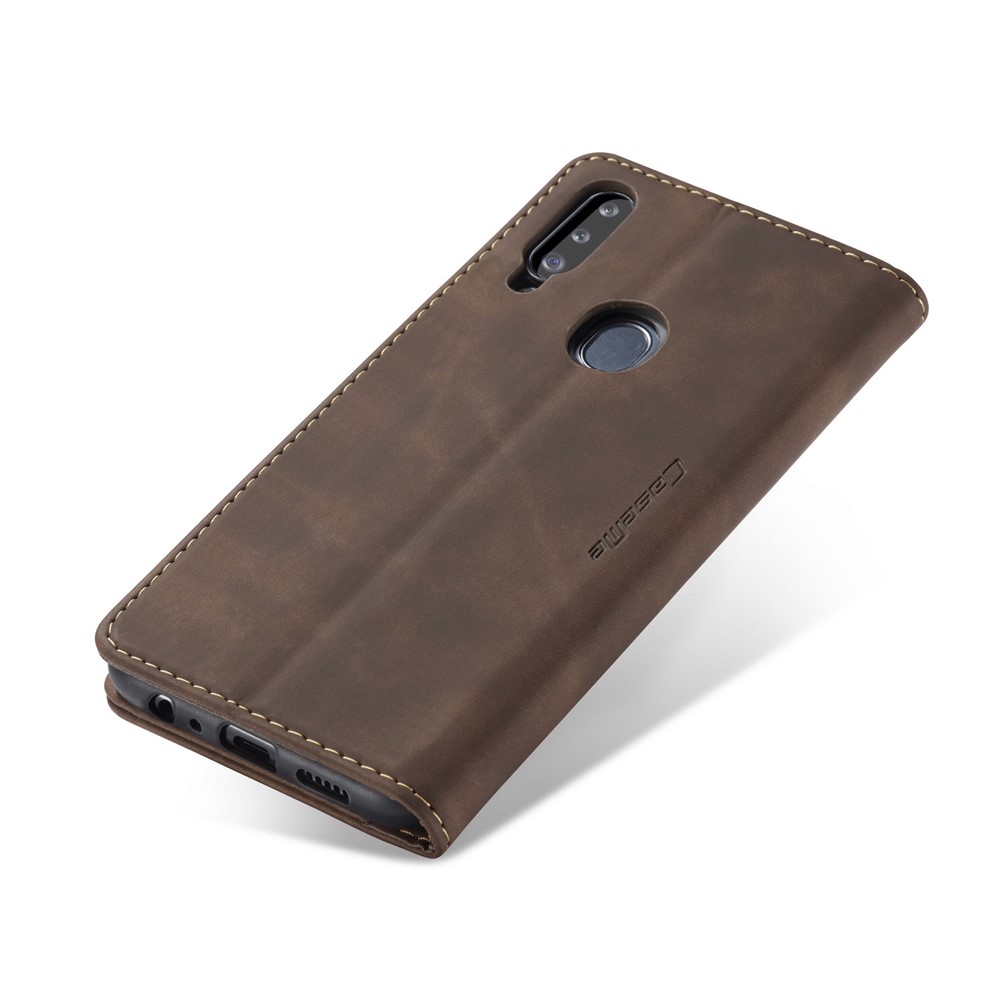 Caseme 013 Série Auto-absorbed le Cuir Portefeuille Avec Support Pour Samsung Galaxy A20s - Café-12