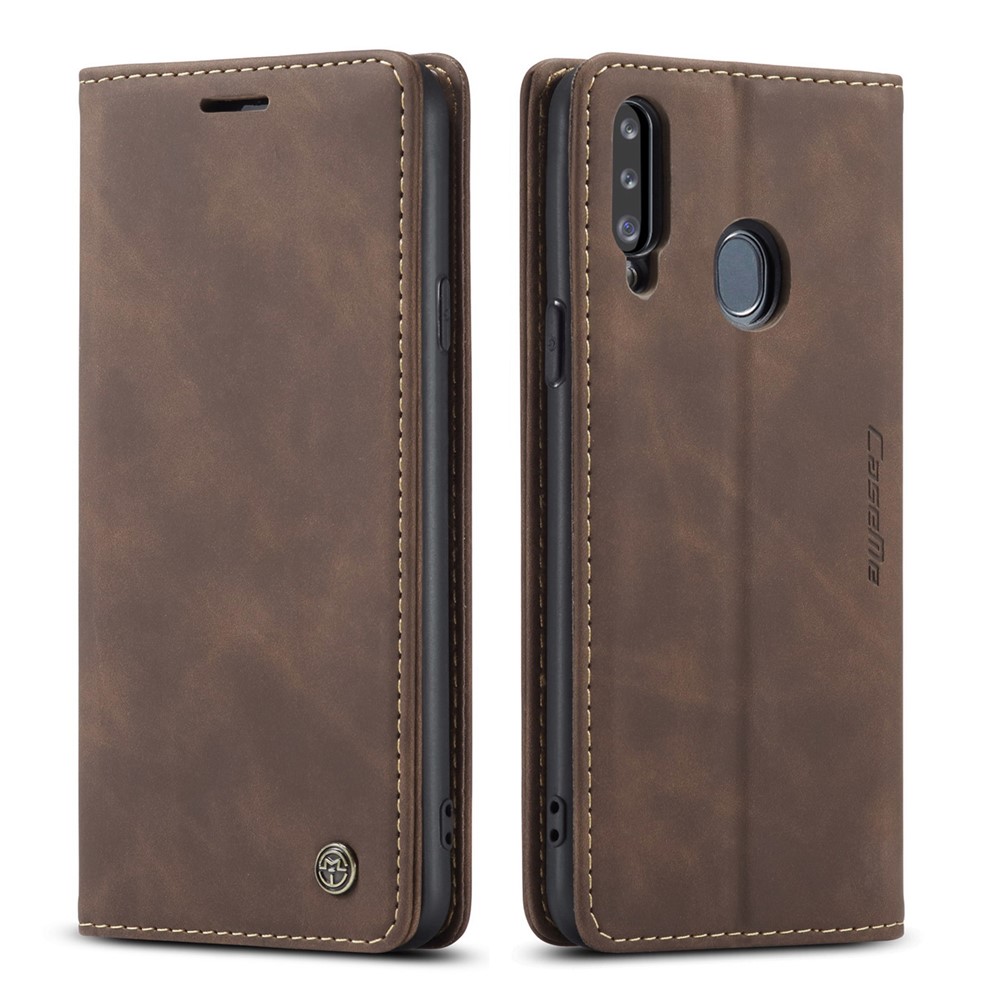 Caseme 013 Série Auto-absorbed le Cuir Portefeuille Avec Support Pour Samsung Galaxy A20s - Café-14