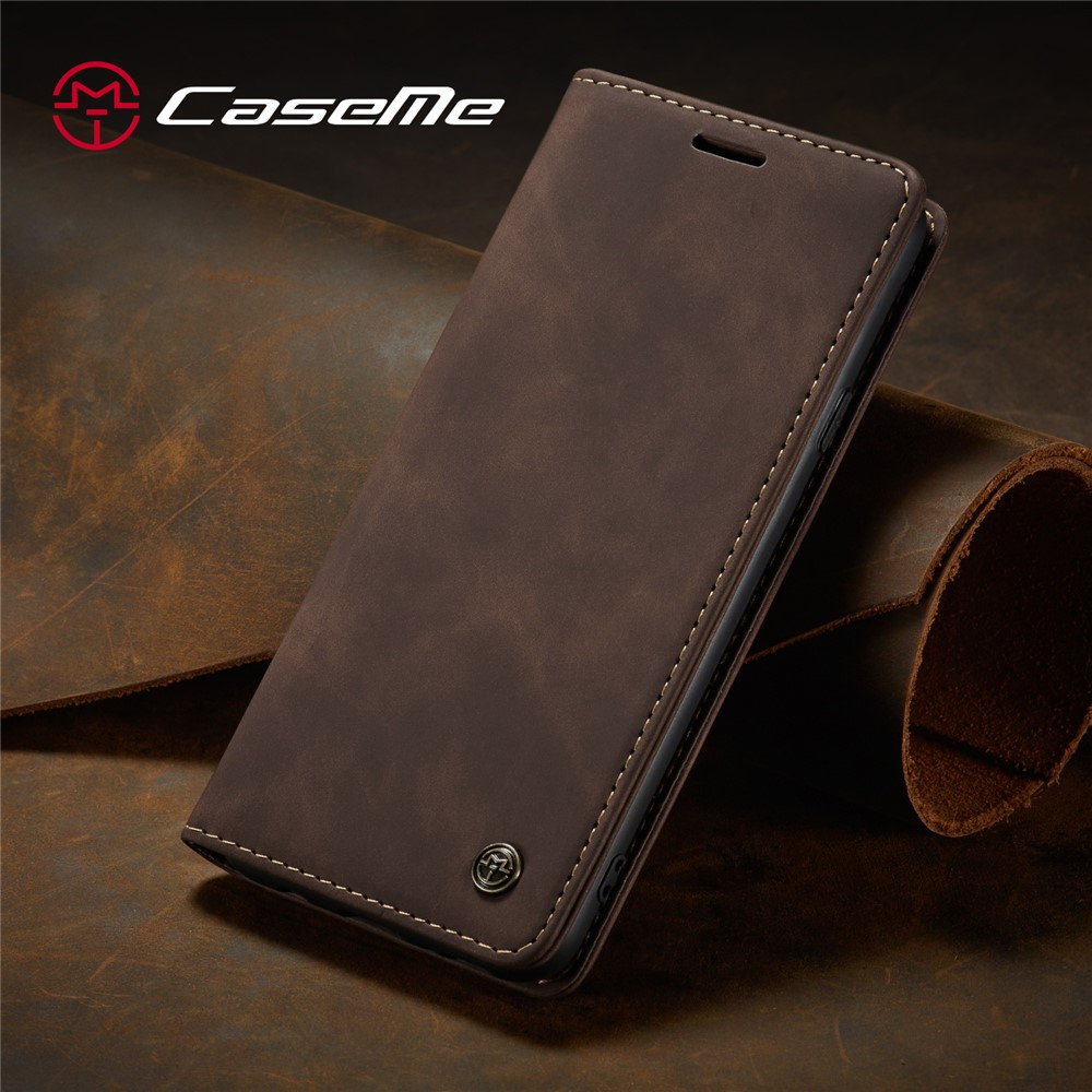 Serie Caseme 013 Case de Billetera de Cuero Absorbido Automáticamente Con Soporte Para Samsung Galaxy A20s - Café