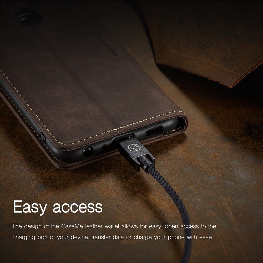 CASEME Caso Portafogli In Pelle Di Auto-assorbimento Della Serie 013 Con Supporto Per Samsung Galaxy A20s - Caffè-22