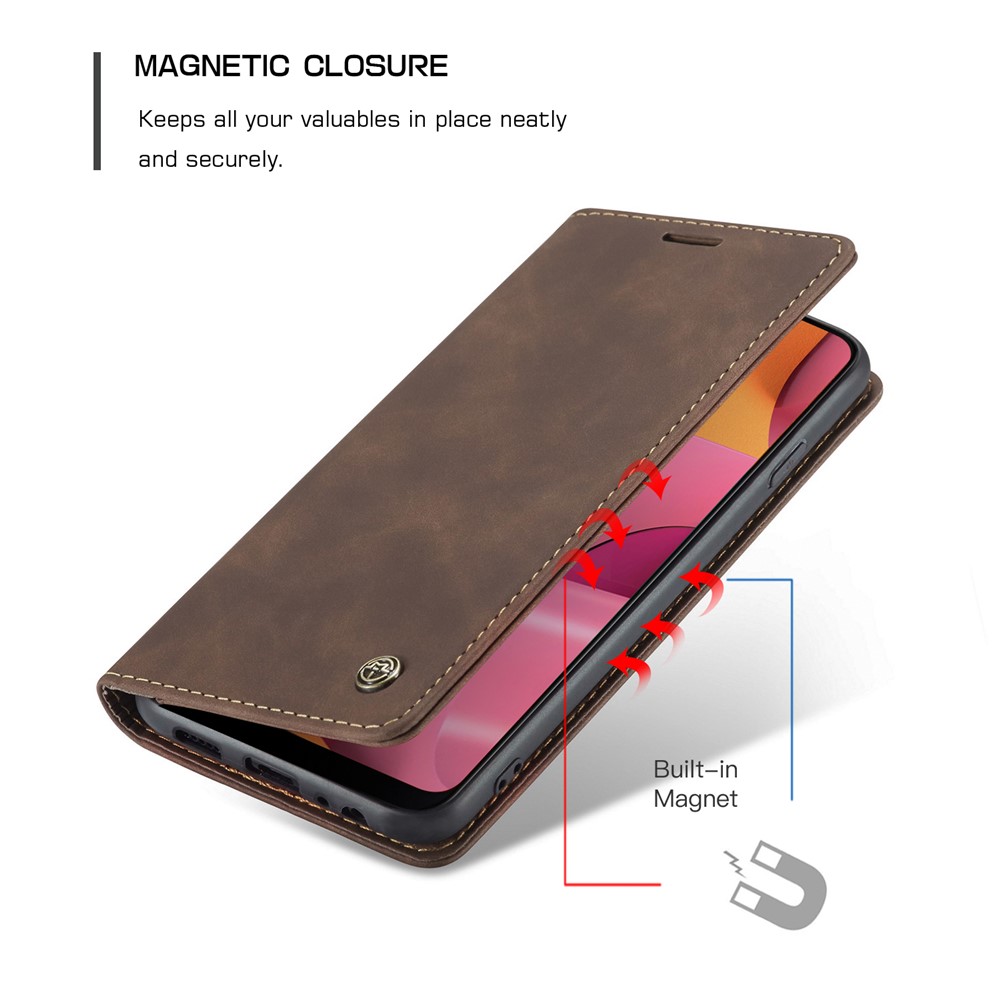 CASEME Caso Portafogli In Pelle Di Auto-assorbimento Della Serie 013 Con Supporto Per Samsung Galaxy A20s - Caffè-3
