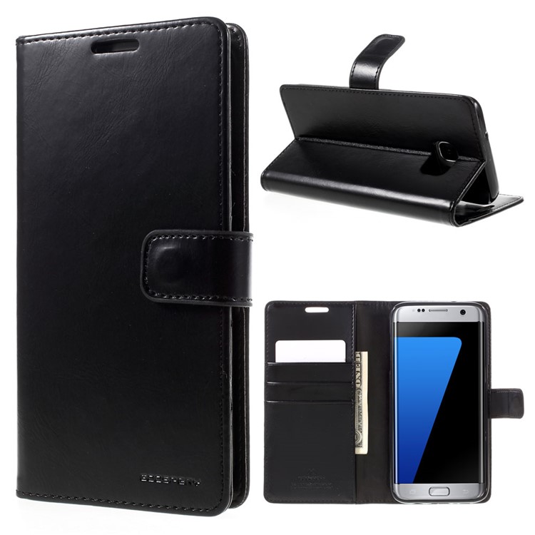 MERCURY GOOSPERY Blue Moon capa de couro para Samsung Galaxy S7 G935 borda - preto-1