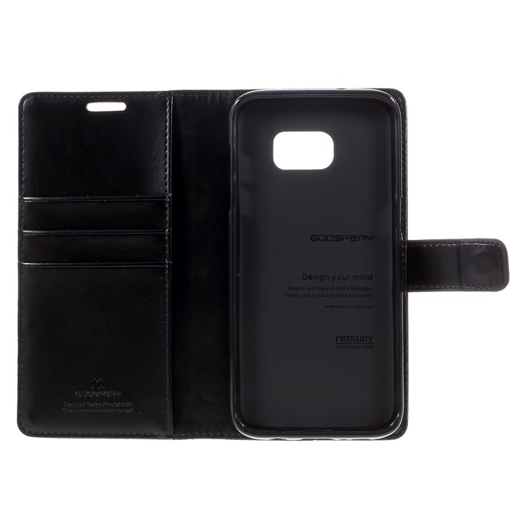 MERCURY GOOSPERY Blue Moon capa de couro para Samsung Galaxy S7 G935 borda - preto-10