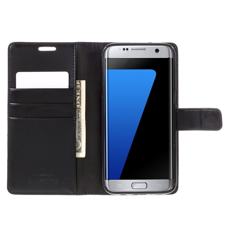 MERCURY GOOSPERY Blue Moon capa de couro para Samsung Galaxy S7 G935 borda - preto-8