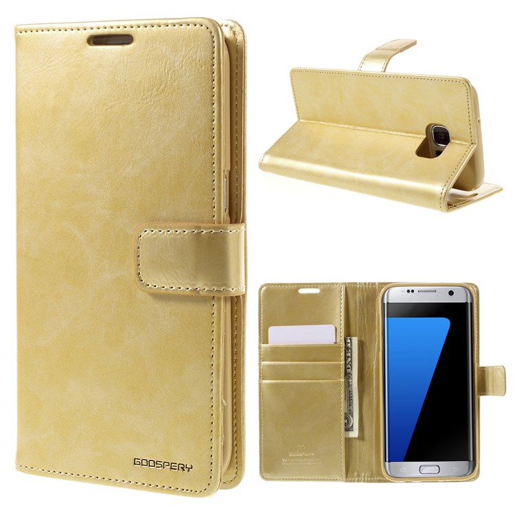 MERCURY GOOSPERY Blue Moon Leather Cover for Samsung Galaxy S7 edge G935 - Gold-1