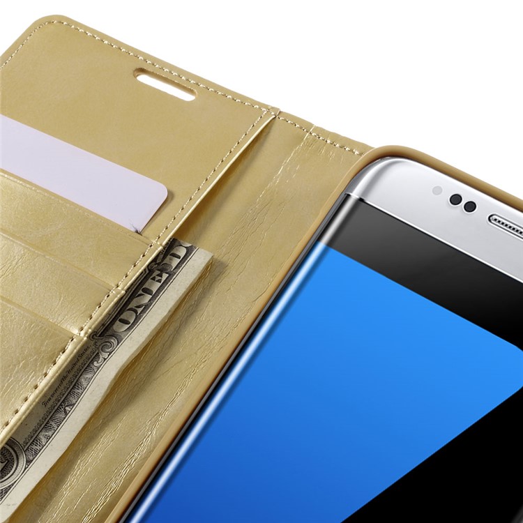 MERCURY GOOSPERY Blue Moon Leather Cover for Samsung Galaxy S7 edge G935 - Gold-9
