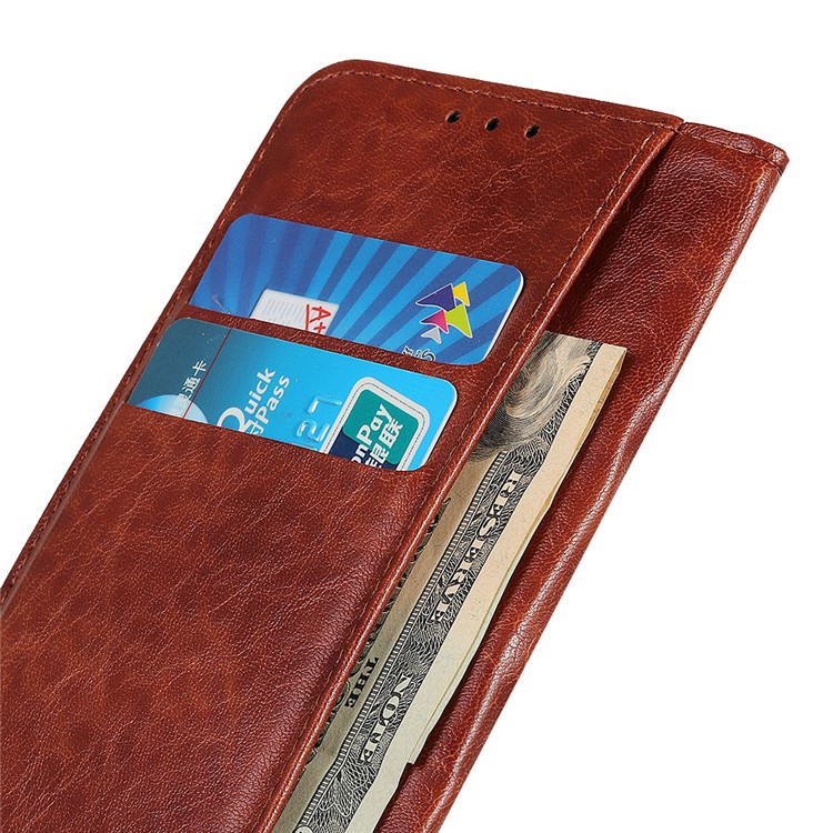 Auto-absorbed Crazy Horse Texture Split Leather Wallet Case for Samsung Galaxy S20 Plus/S20 Plus 5G - Brown-6