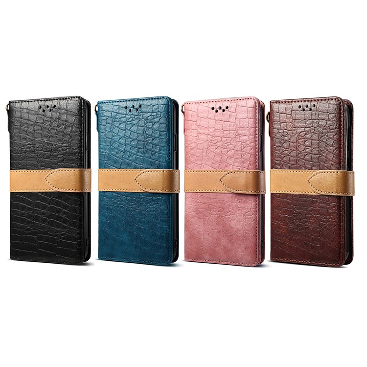 Crocodile Texture PU Leather Shell with Strap for Samsung Galaxy Note 10/Note 10 5G - Cyan-10