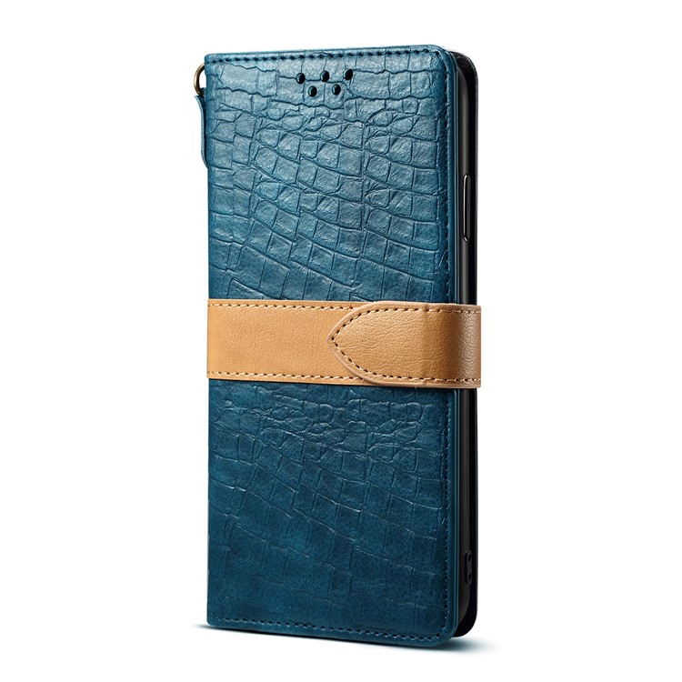 Crocodile Texture PU Leather Shell with Strap for Samsung Galaxy Note 10/Note 10 5G - Cyan-2