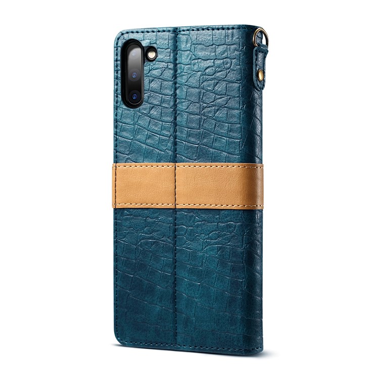 Crocodile Texture PU Leather Shell with Strap for Samsung Galaxy Note 10/Note 10 5G - Cyan-3