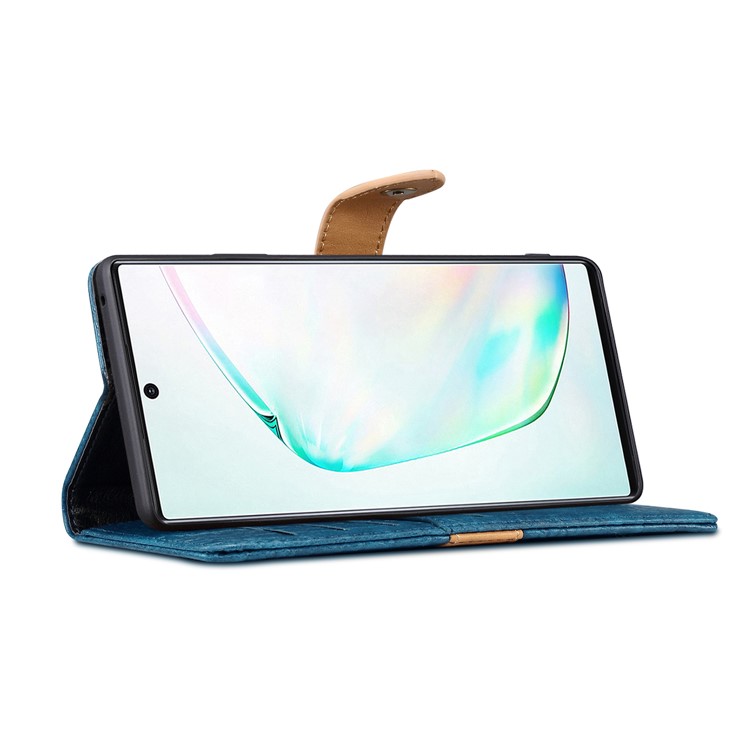 Crocodile Texture PU Leather Shell with Strap for Samsung Galaxy Note 10/Note 10 5G - Cyan-7