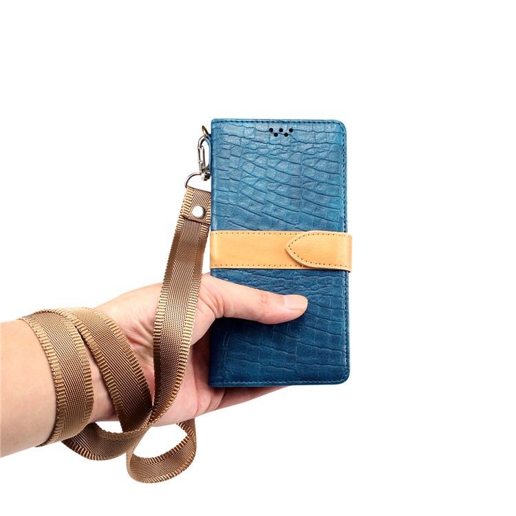 Crocodile Surface Splicing PU Leather Wallet Case for Samsung Galaxy Note 10 Plus 5G / Note 10 Plus - Cyan-6