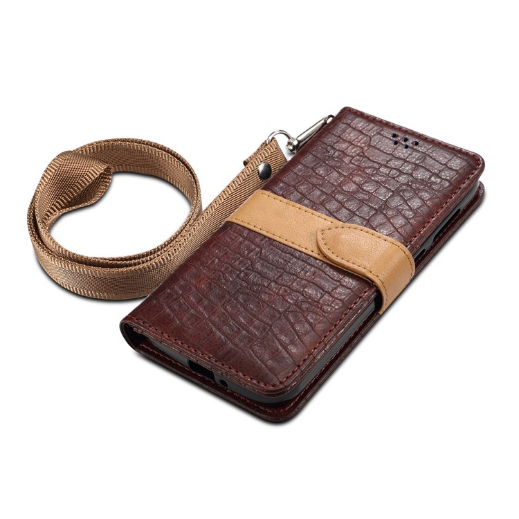 Crocodile Surface PU Leather Wallet Case for Samsung Galaxy S10 - Brown-5