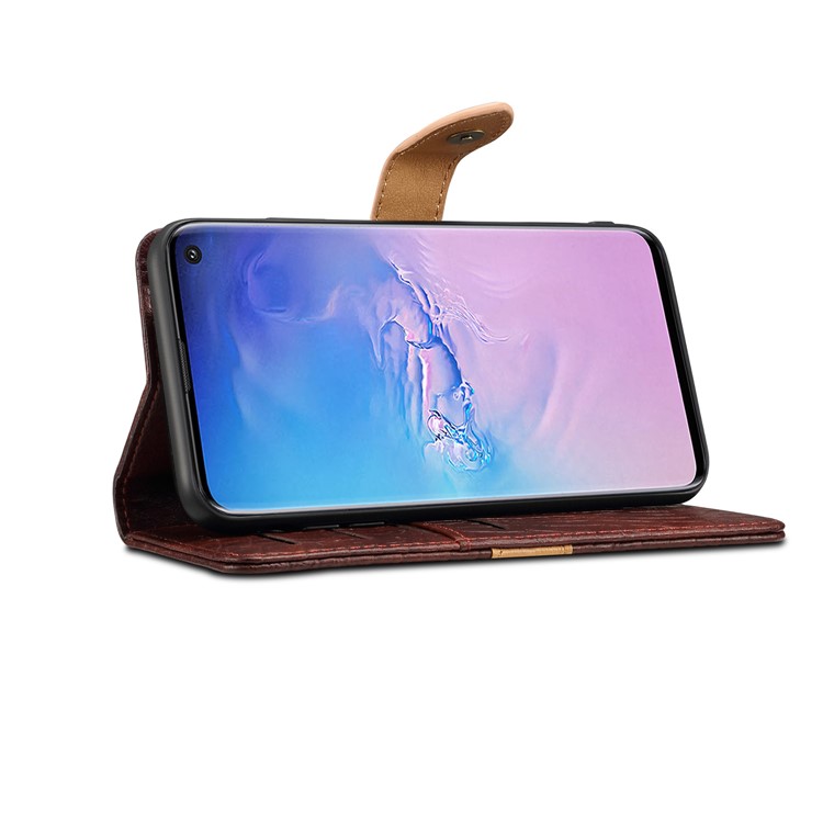 Crocodile Surface PU Leather Wallet Case for Samsung Galaxy S10 - Brown-7