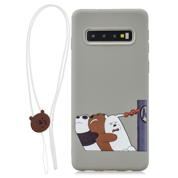 

Конфеты Цвет TPU Печати Корпус + Силиконовый Ремешок Для Samsung Galaxy S10 Плюс - Серый / Трех Медведей, Galaxy S10 Plus