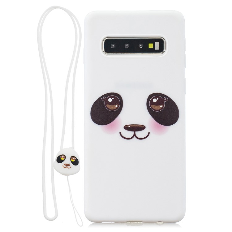 

Стильные Конфеты Цвет TPU Печати Корпус + Силиконовый Ремешок Для Samsung Galaxy S10 - Белый / Панды, Galaxy S10