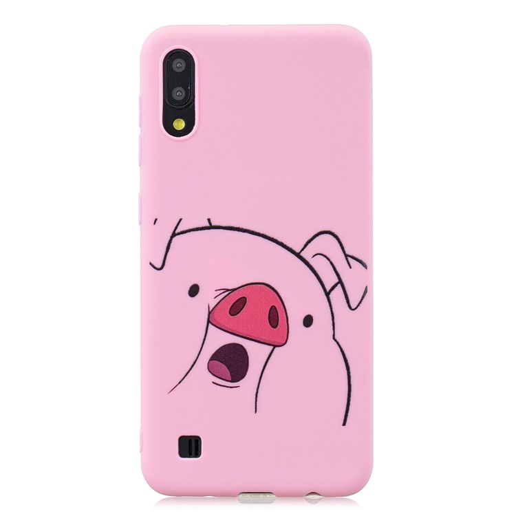 For Samsung Galaxy A10 Pattern Printing TPU Phone Case with Silicone Strap - Pink-2