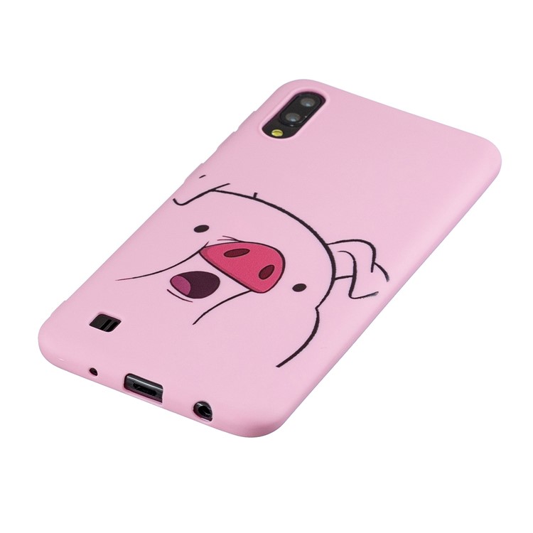 For Samsung Galaxy A10 Pattern Printing TPU Phone Case with Silicone Strap - Pink-3