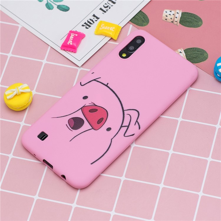 For Samsung Galaxy A10 Pattern Printing TPU Phone Case with Silicone Strap - Pink-7