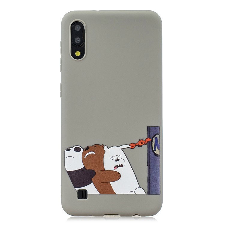 For Samsung Galaxy A10 Pattern Printing TPU Phone Case with Silicone Strap - Grey-2