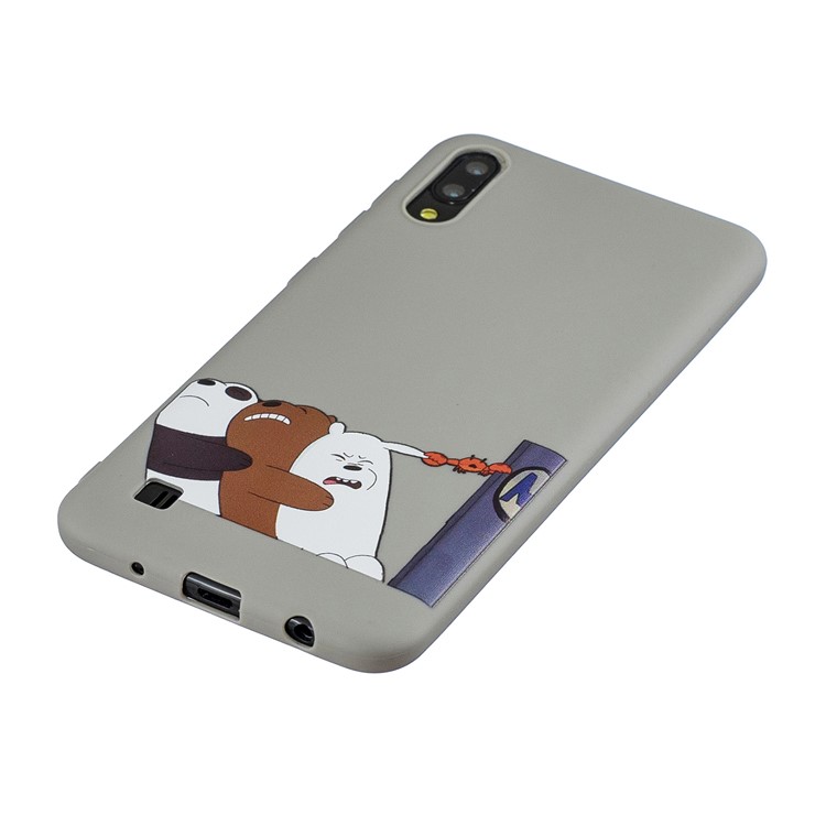 For Samsung Galaxy A10 Pattern Printing TPU Phone Case with Silicone Strap - Grey-3